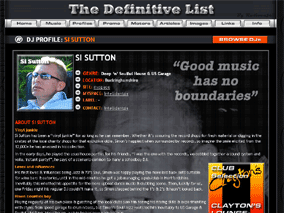 Definitive List profile of Si Sutton: screenshot